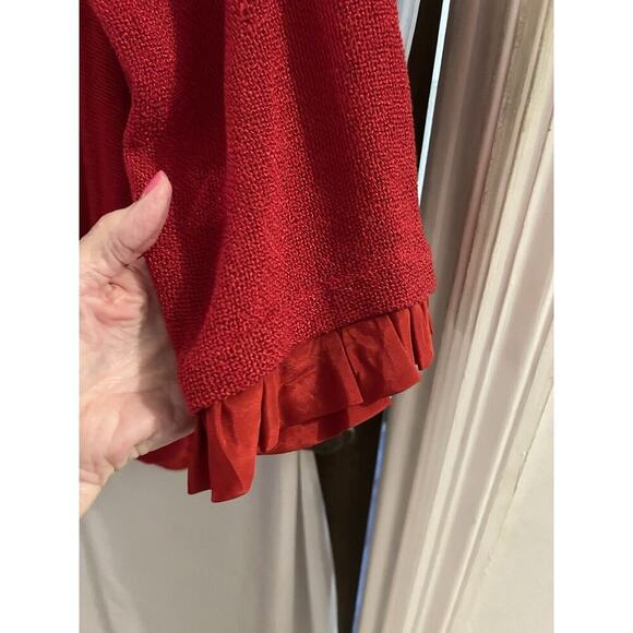 Masai Copen Hagan Red One Button Open Knit Jacket Satin Trim Sz S Lagenlook - Picture 3 of 7